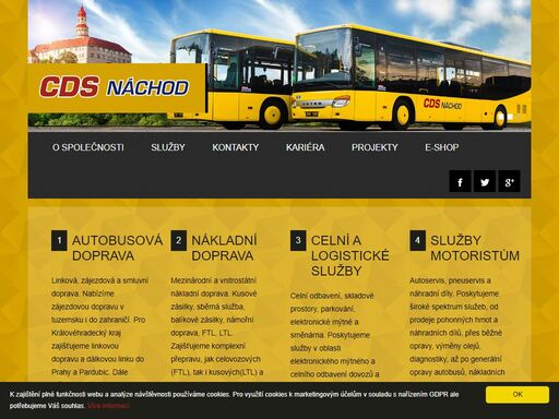 provozujeme mezinárodní a vnitrostátní osobní autobusovou a nákladní dopravu. náš dopravní podnik zajišťuje dopravu moderními autobusy a nákladními vozy. autobusová doprava a přeprava. mezinárodní autobusová doprava. autobusový dopravce. přeprava osob. osobní doprava. mezinárodní nákladní doprava. mezinárodní nákladní přeprava. nákladní přepravce. přeprava nákladu. zajišťujeme logistické a celní služby, opravárenství, servis, autoservis, prodej pohonných hmot.