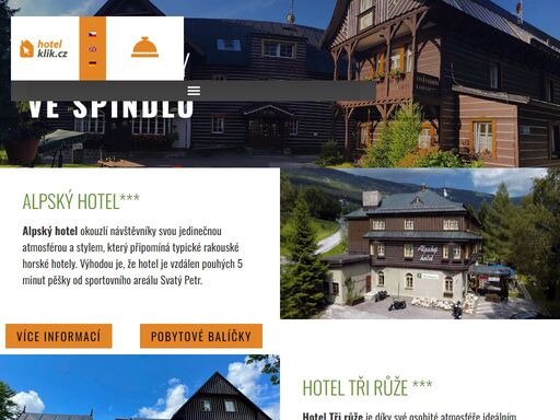 hotelklik a.s. špindlerův mlýn je hotelová společnost s dlouholetou tradicí, která provozuje hotely a penziony ve špindlerově mlýně v srdci krkonoš.