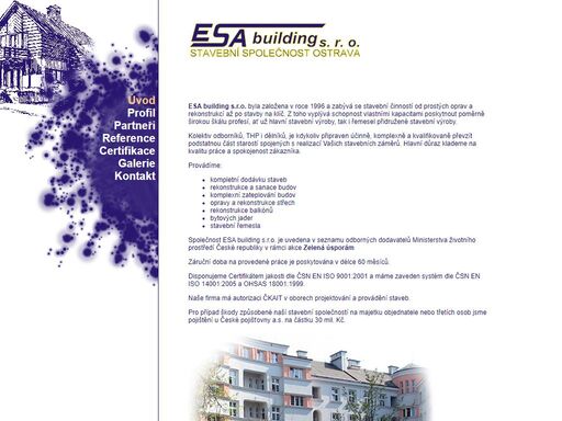 esa bulding s. r. o., stavební společnost ostrava - kompletní dodávka staveb, rekonstrukce a sanace budov, komplexní zateplení budov, revitalizace budov, zateplovací systémy, opravy a rekonstrukce střech, rekonstrukce balkónů, bytových jader, výměna oken, stavební řemesla