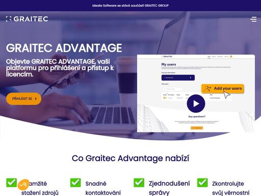 objevte graitec advantage, vaši platformu pro přihlášení a přístup k licencím.