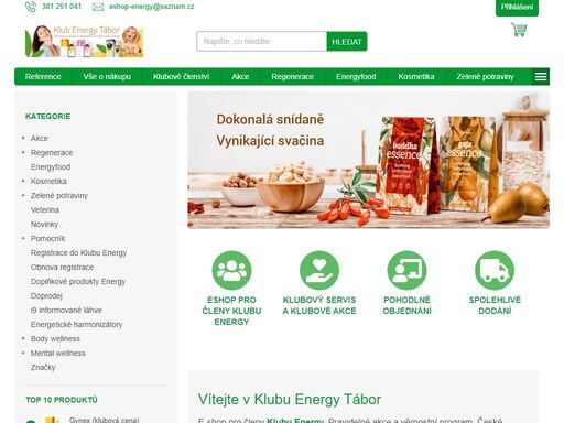 klub energy tábor. přinášíme vám kvalitní doplňky stravy, přírodní kosmetiku a veterinární přípravky. zajišťujeme servis pro členy klubu energy. výhodné klubové členství.
