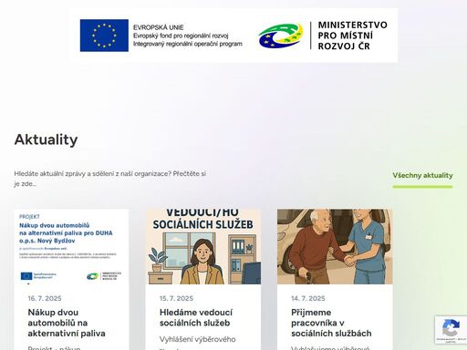 provozujeme domy s pečovatelskou službou, terénní pečovatelskou službu, dení centrum a odlehčovací službu pro seniory, či občany se zdravotním postižením.