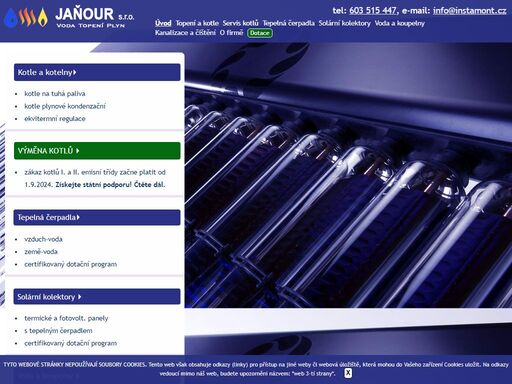 jaňour s.r.o - instamont - topení, plyn, tepelná čerpadla, solární kolektory, fototermika, fotovoltaika,  kondenzační kotle, voda, kanalizace, strojní čištění kanalizace - hořovice, rokycany, beroun, plzeň, praha