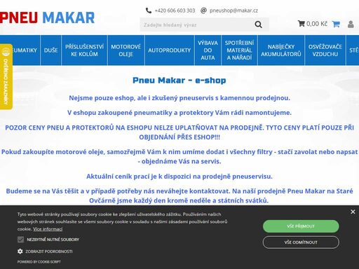 pneu makar - internetový prodej pneu všech rozměrů a značek, autoproduktů a autodoplňků