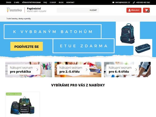 jsme online papírnictví, které vám rozumí. prodáváme školní pomůcky a potřeby jako jsou třeba školní batohy, penály, sáčky na cvičky, sešit nebo psací potřeby.