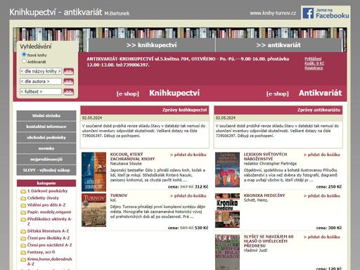 knihkupectví & antikvariát bartunek - nabízíme široký výber nových knih i antikvariátních titulu pro sberatele