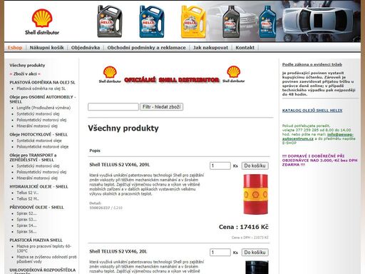 eshop - autorizovaný distributor olejů a maziv shell - super ceny!