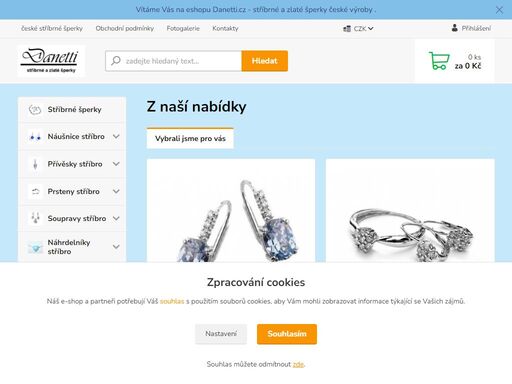 prodej stříbrných i zlatých šperků českých výrobců, na trhu od roku 2009