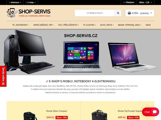 shop servis - eshop s mobily, notebooky, tablety a kompletním příslušenství.