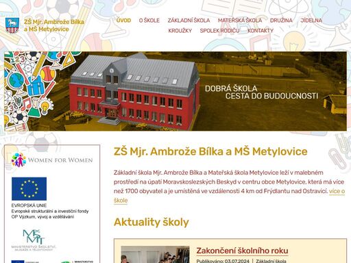 oficiální stránky základní školy mjr. ambrože bílka a mateřské školy metylovice
