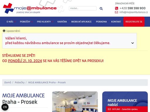 moje ambulance – největší síť ordinací praktických lékařů pro dospělé v čr. 12hodinová ordinační doba, online registrace i objednávka, hrazeno ze zp. 