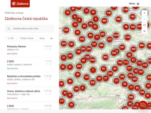 zásilkovna česká republika: najděte všechny pobočky, výdejní místa a z-boxy ve vašem okolí.