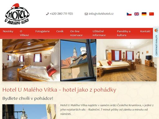 hotel u malého vítka – hotel jako z pohádky | oficiální stránky hotelu u malého vítka umístěn v srdci historického centra českého krumlova.