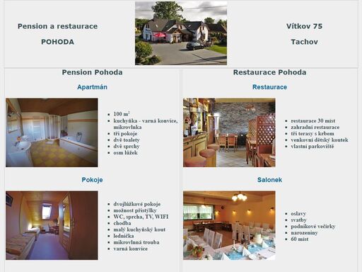 pension a restaurace pohoda poskytuje ubytování a stravování v obci vítkov, okres tachov.