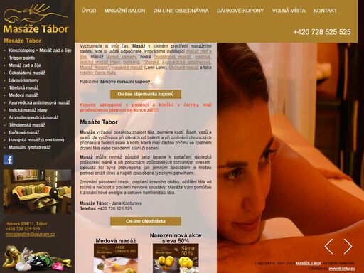 masážní salón - masáže tábor, nabídka služeb v oblasti masáží. on-line objednávka masáže. prodej masážních kupónů.