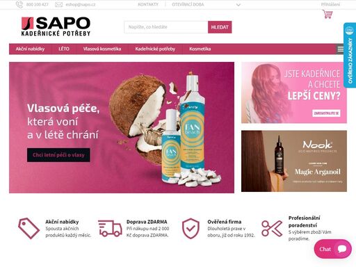 sapo - obchod kadeřnickým materiálem pro kadeřnice i veřejnost.