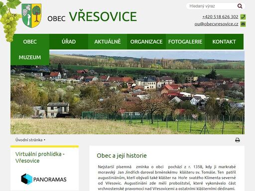 oficiální stránky obce vřesovice