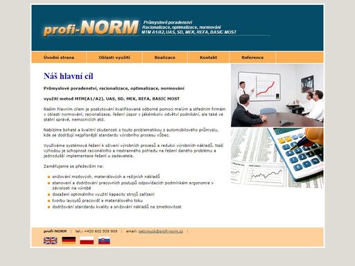 profi-norm (průmyslové poradenství, racionalizace, optimalizace, normování, mtm, a1/a2, uas, sd, mek, refa, basic most)
