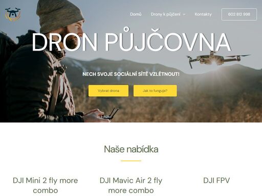 dron půjčovna vám nabízí drony: dji mavic air 2 a dji mini 2 už od 200 kč/den. půjčovna dronů sídlí ve městě havlíčkův brod - vysočina.