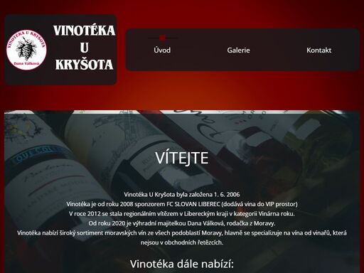 vinotéka u kryšota je vinotéka v liberci, která nabízí široký sortiment vín z různých oblastí moravy.