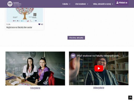 webové stránky slezské univerzity, fakulty veřejných politik v opavě