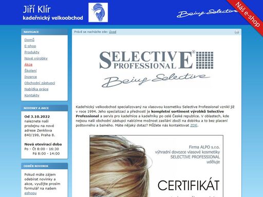 velkoobchodní prodej italské vlasové kosmetiky značky selective professional, mood cosmetic, kadeřnických doplňků a vybavení.