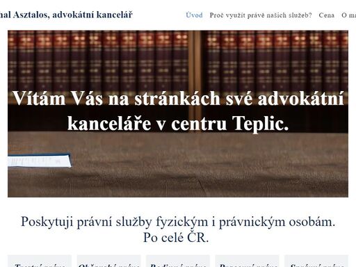 mgr. michal asztalos, advokátní kancelář poskytuje komplexní právní služby a právní poradenství pro klienty nejen z ústeckého kraje. zaměřujeme se zejména na oblast trestního, občanského, rodinného, pracovního a správního práva.