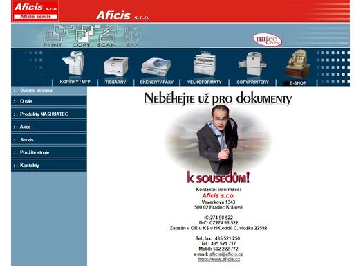 aficis, s.r.o. - internetová prezentace 
                                             (o firmě, zboží, sortiment nashuatec, ...)