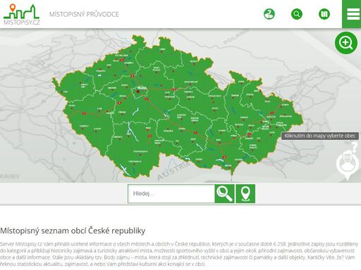 místopisný průvodce po české republice přináší kompletní seznam obcí české republiky