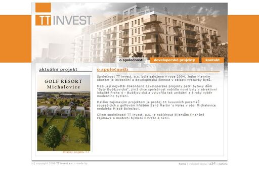 tt invest a.s. - developerská společnost realizující stavbu nových bytů v praze