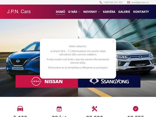 prodej a servis automobilů nissan a ssangyong.