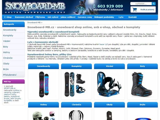 snowboard shop, obchod, půjčovna, bazar, online e-shop. snowboardy pánské, dámské i dětské, vázání, boty, snb komplety a snowboardové sety, helmy. značky flow, gravity, nitro, k2, raven, ride, bern, beany, head. slevy, akce, výprodej