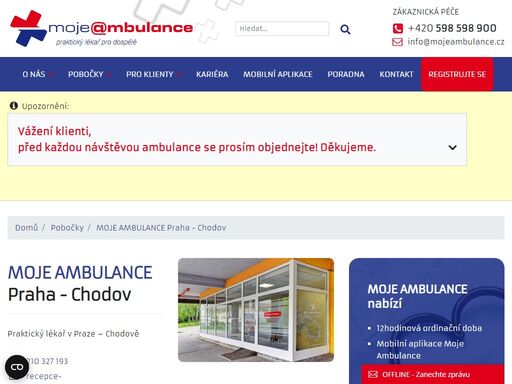 moje ambulance – největší síť ordinací praktických lékařů pro dospělé v čr. 12hodinová ordinační doba, online registrace i objednávka, hrazeno ze zp. 