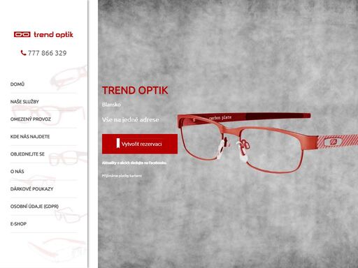 trend optik - oční optika blansko, odborné měření zraku, aplikace kontaktních čoček, brýle, čočky, obruby