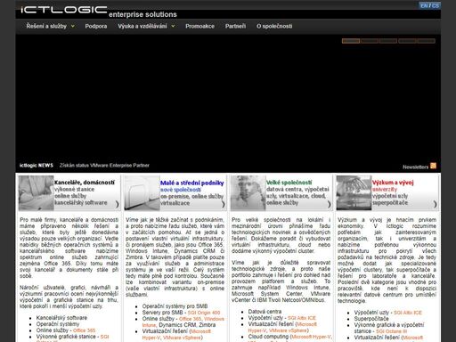 the ictlogic internet home page, entry point to information about products and services