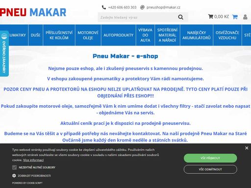 pneu makar - internetový prodej pneu všech rozměrů a značek, autoproduktů a autodoplňků