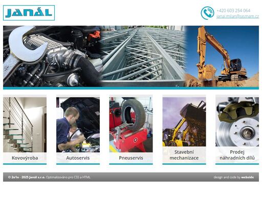 janál - kovovýroba, autoservis, stavební mechanizace, náhradní díly