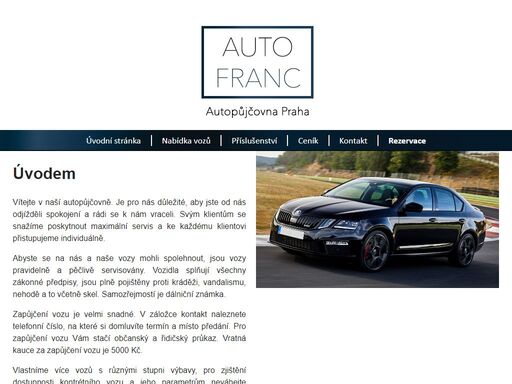 auto franc - autopůjčovna praha. svým klientům se snažíme poskytnout maximální servis a ke každému klientovi přistupujeme individuálně.
