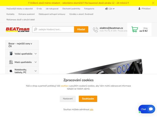 prodej elektro, pračky, mobilní telefony, televizory, chladničky, audio, elektro spotřebiče