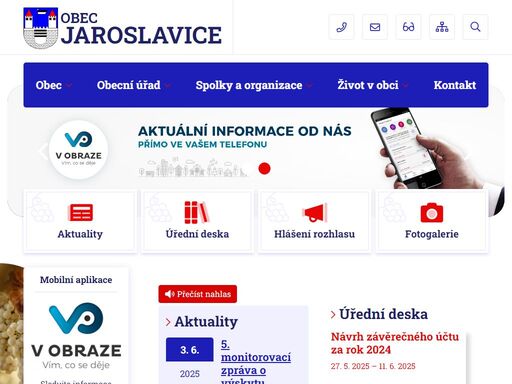 oficiální stránky obce jaroslavice