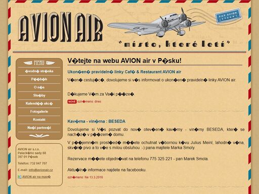 kavárna a restaurace avion air v písku
