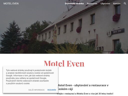navštivte restauraci s denním menu a nechte se ubytovat v chatkách nebo pokojích motelu even.