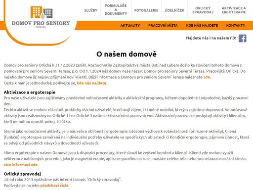 stránky domova pro seniory orlická v ústí nad labem. klidný, profesionálně vedený dům nabízí své služby pro ty, ktří je potřebují.