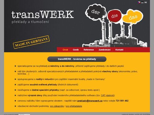 transwerk: továrna na překlady - překlady a tlumočení z němčiny a do němčiny