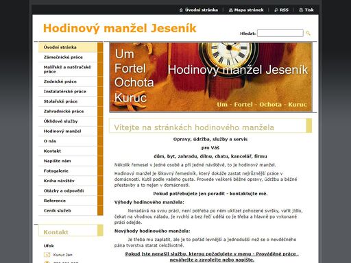 hodinový manžel, zámečník, zedník, instalatér, stolař, zahradník, 