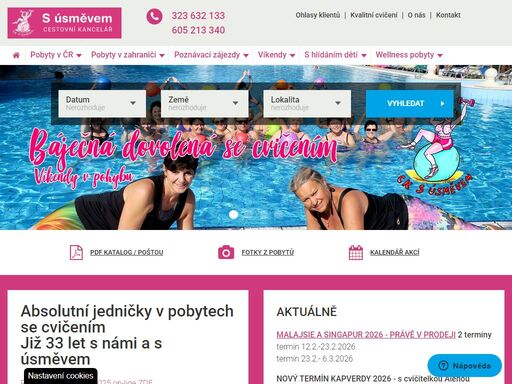 nabízíme sportovní pobyty pro ženy doma i v zahraničí, víkendové pobyty se cvičením, pobyty pro rodiny s dětmi. bohatý cvičební program pro každý věk.