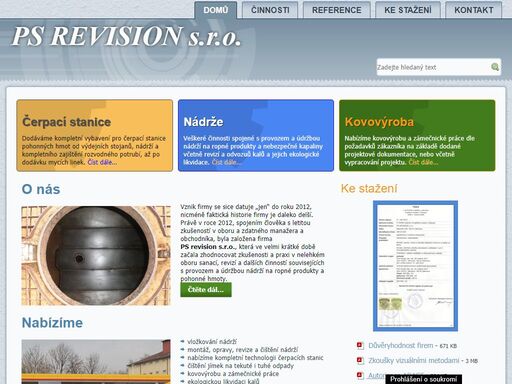firma ps revision nabízí čištění a revize nádrží, těsnostní zkoušky, defektoskopie. provádíme zámečnické práce, kovovýroba.