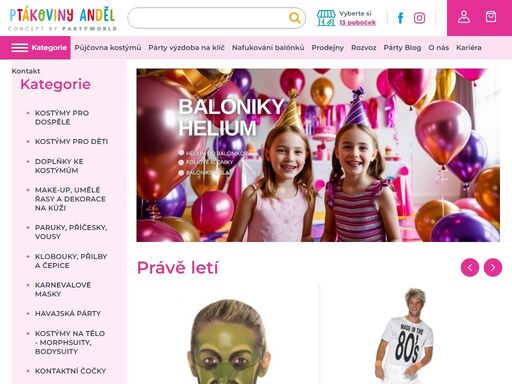 ptákoviny anděl - kompletní nabídka party produktů včetně kostýmů, balonků, dekorací a dalších. kamenná pobočka v praze na andělu a také eshop s širokým sortimentem pro vaši oslavu.