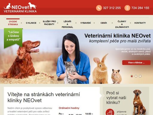 veterinární klinika neovet v čáslavi se specializuje se na medicínu psů, koček, drobných savců, plazů a exotických ptáků.