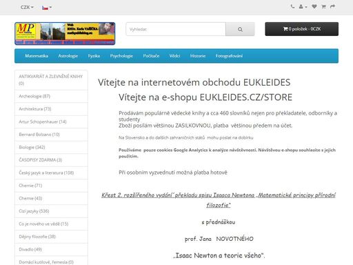 eukleides.cz prodej knih populárně vědecké odborné slovník překlad, matematika fyzika astronomie edice dějiny matematiky překladatel 